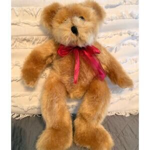 2005 BURTON AND BURTON 11" BROWN TEDDY BEAR PLUSH WITH RED BOW